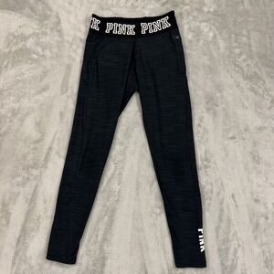 Pink Victorias Secret Ultimate Leggings Womens Medium Black Gym Yoga Jogging